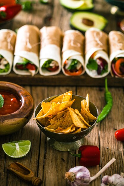 Tortilla wraps with vegetables