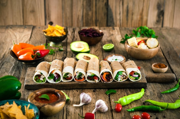 Tortilla wraps with vegetables