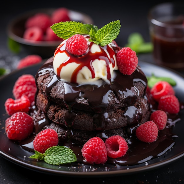 Photo tortino di cioccolato warm chocolate lava cake often served with vanilla homemade