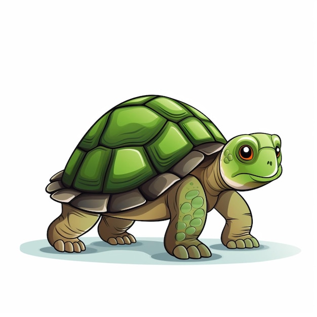 Tortoise 2d cartoon vector illustration on white backgroun