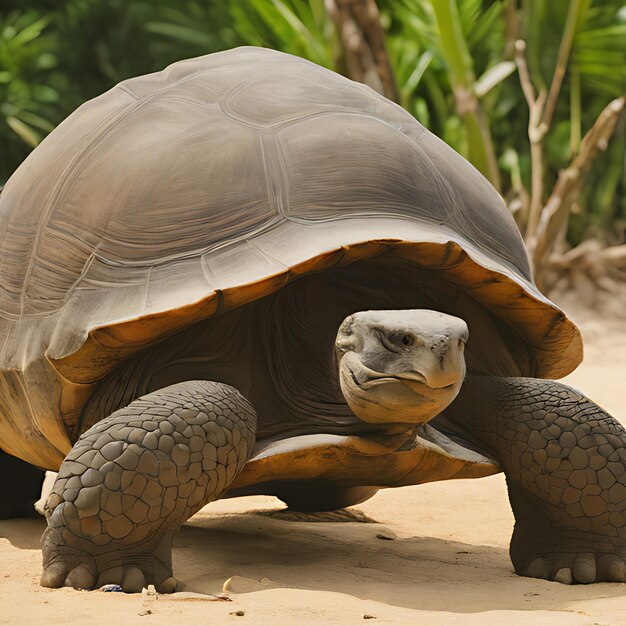 a tortoise with a black nose and a brown nose