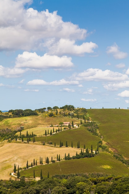 Foto toscane, italië. beroemde la foce-straat, oriëntatiepunt van het toscaanse land.