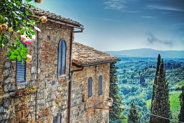 Toscane landschap gezien vanaf San Gimignano Italië