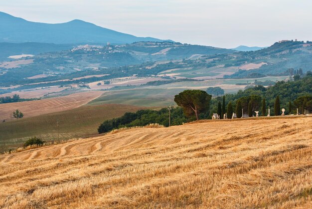 Toscane zonsopgang platteland Italië