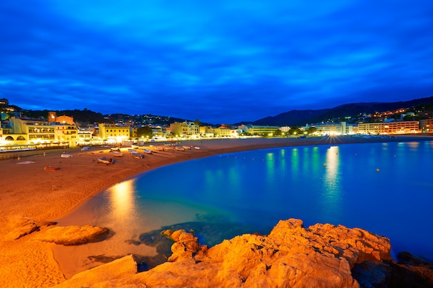 Tossa de Mar-zonsondergang in Costa Brava van Catalonië