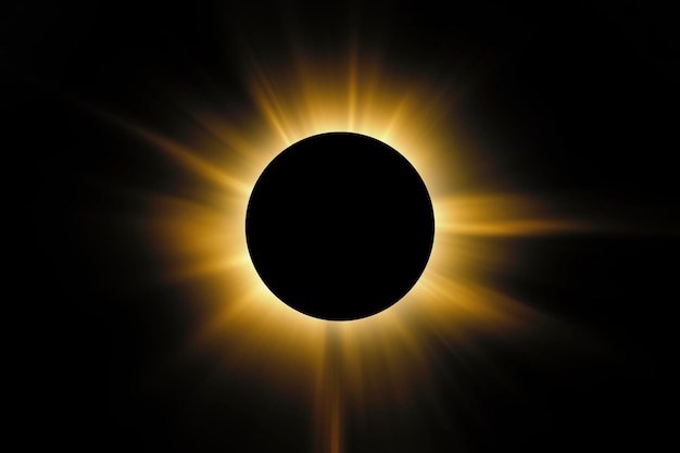 Photo total solar eclipse, astronomical phenomenon when moon passes between planet earth and sun