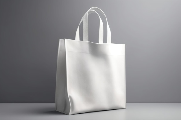 Tote Bag canvas Fabric Cloth shopping Sack Mock up blank light gray background