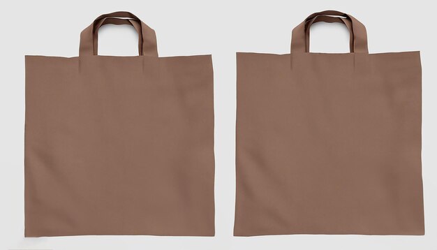 Большая сумка из ткани или ткани коричневого цвета, макет сумки для покупок на белом фоне