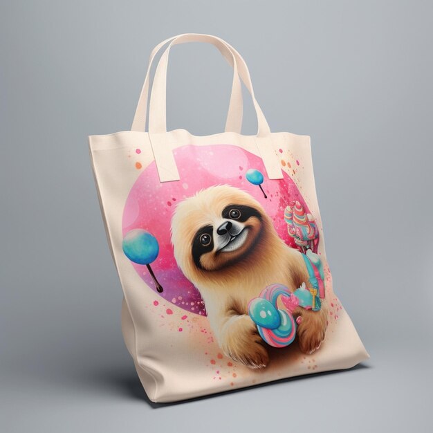 Photo tote bag mockup design with art lollipop