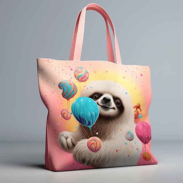 Photo tote bag mockup design with art lollipop