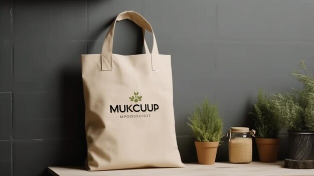 A tote bag that says muckup on it