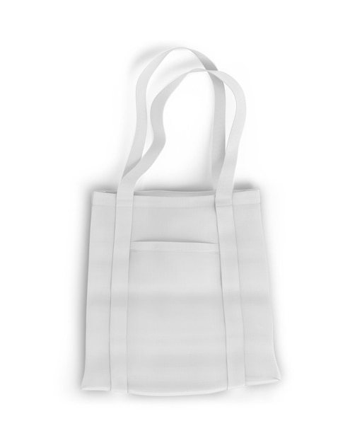 Foto borsa tote con tasca su sfondo bianco