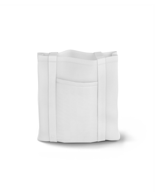 Photo tote bag with pocket on white background