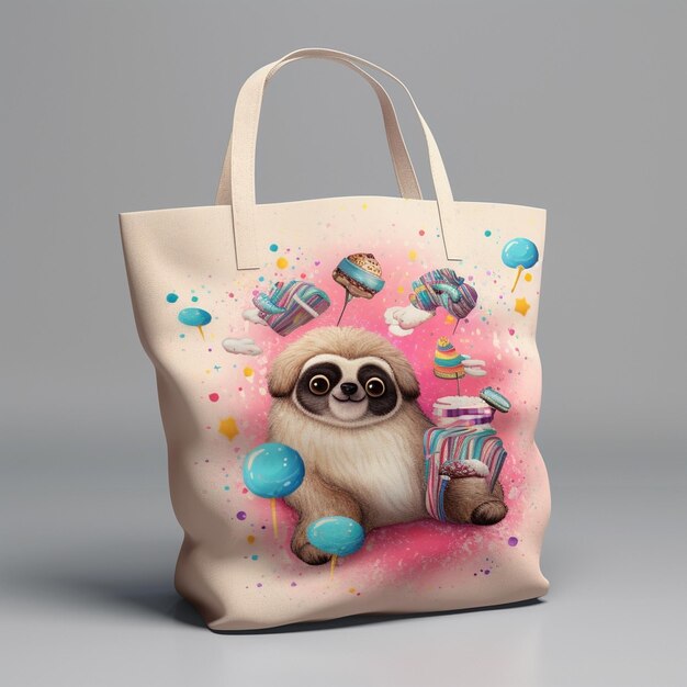 Tote tas mockup ontwerp met kunst lolly