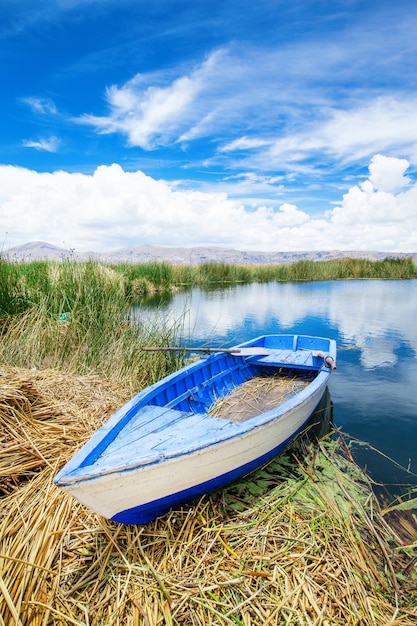 Totora boat on the Titicaca lake
