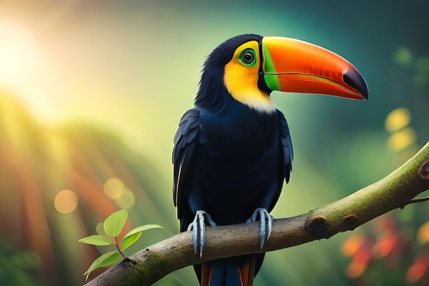 Toucan bird in its natural environment Concept of preservation of the species Generative Ai