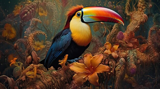 toucan bird in wild forest ai generative