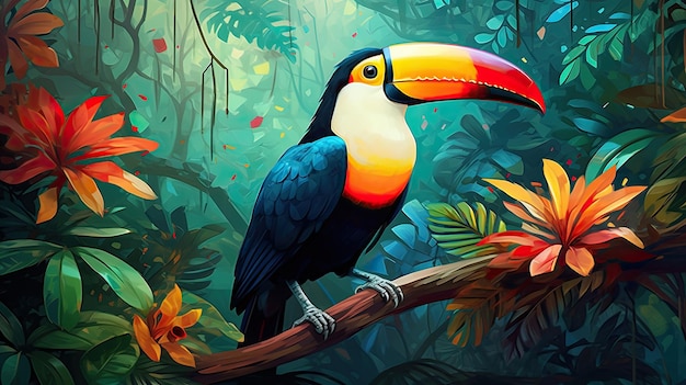 Toucan in het tropische oerwoud