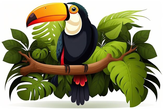 Photo a toucan perched on a branch in the jungle