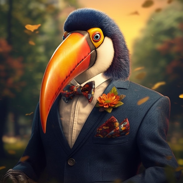 toucan in a suit Generative AI