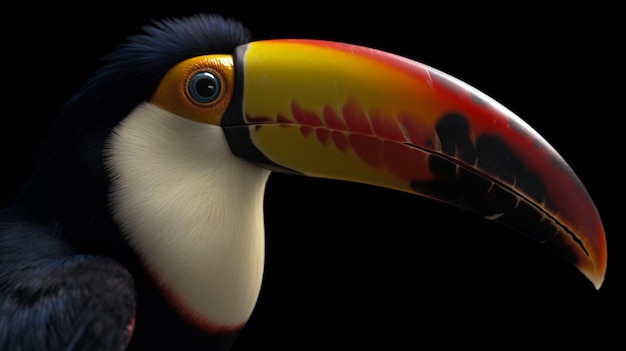 Toucan toco Ramphastos toco isolated on dark background AI Generative