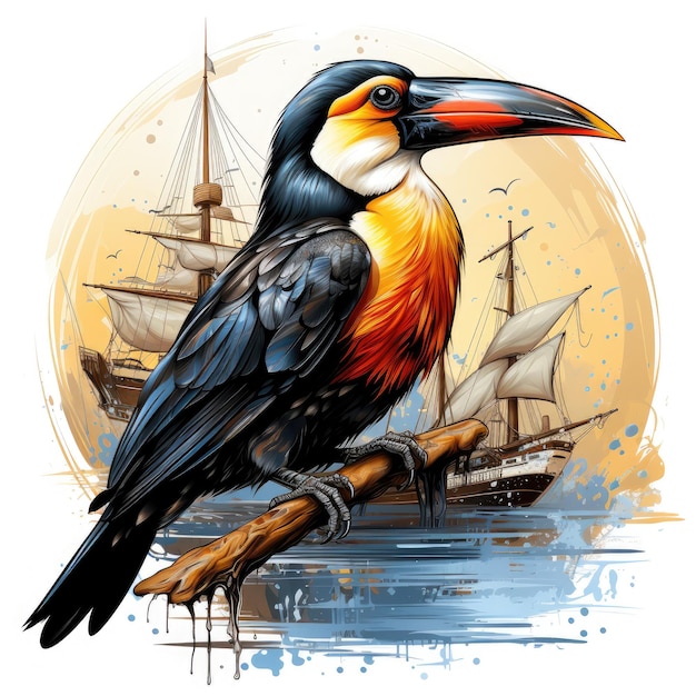 Toucan tshirt ontwerp illustratie Generative Ai