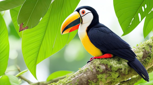 Foto toucan zit op de tak in het bos gree