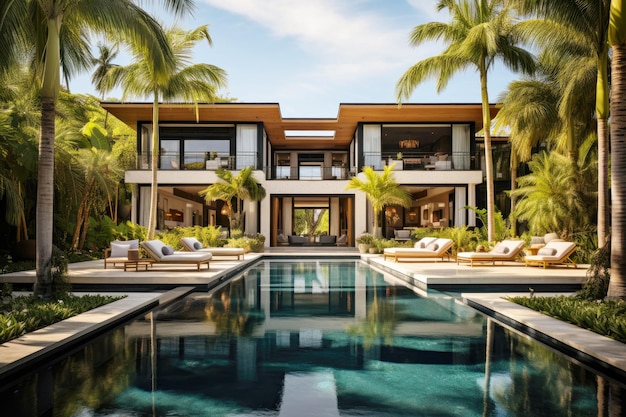 A touch of paradise villa with pool and swaying palm trees