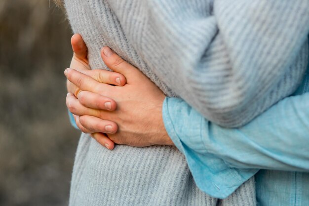 Touch with hands family warmth tender feelings