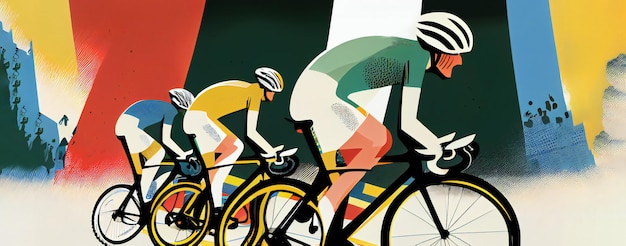 Foto tour de france competizione sportiva ciclistica line art ai generativa