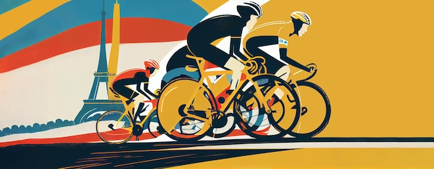 Photo tour de france cycling sport competition line art ai generative