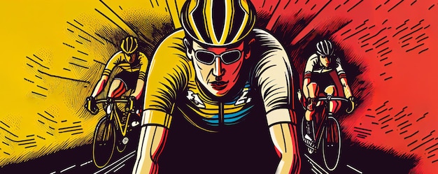 Tour de france cycling sport competition line art ai generative