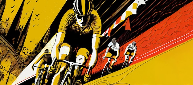 Tour de France illustratie van wielercompetitie met kopie ruimte achtergrond Generatieve Ai