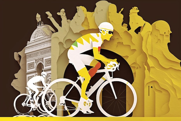 Tour de France paper cut template Generative AI illustration