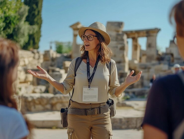 Tour Guide working