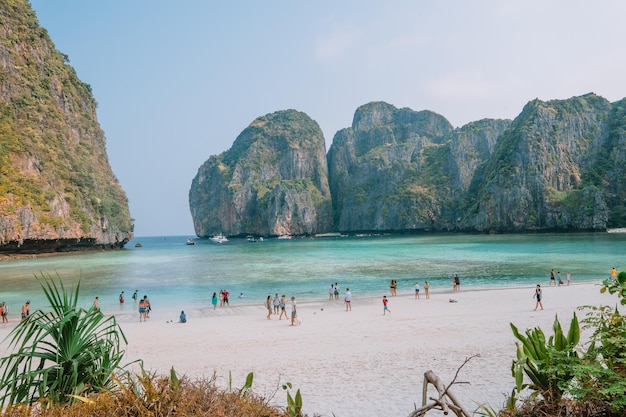 Tourist admiring the view at Maya Bay Phi Phi Islands