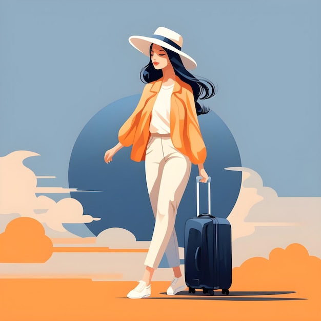 写真 モダンとミニマリストのフラットベクトルスタイルのアートで観光客と旅行者のイラストデザイン