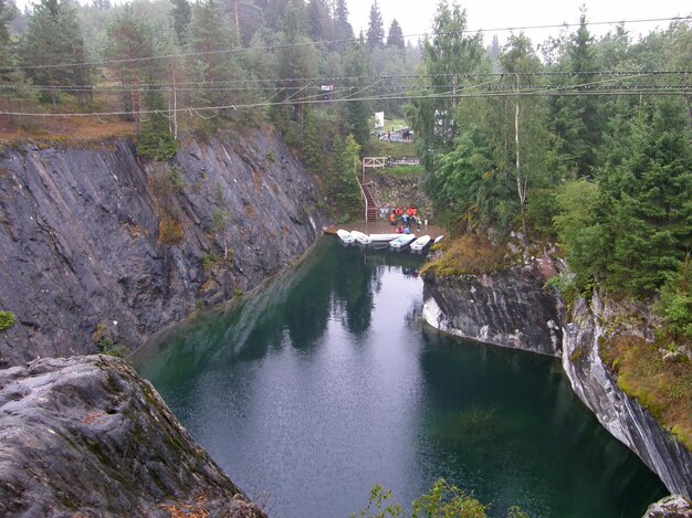 Tourist attraction Ruskeala marble quarry Republic of Karelia Russia