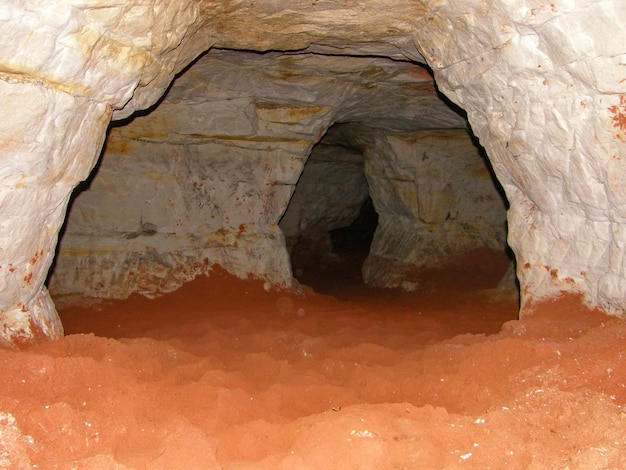 Tourist attraction Sablinsky caves ancient abandoned caves for the extraction of quartz sand Leni