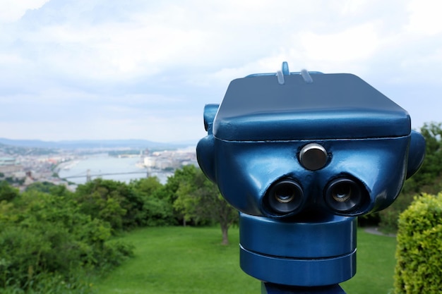 Tourist binoculars for watching cityscape