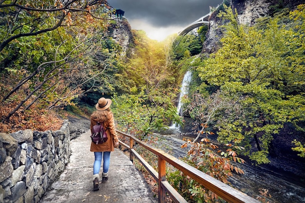 Tourist in Botanical Garden in Tbilisi