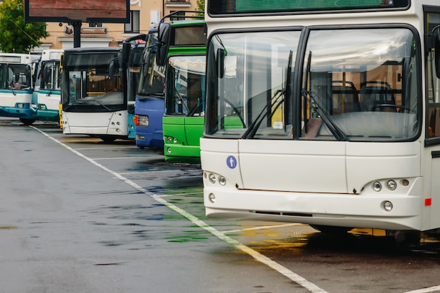 Tourist buses on parking