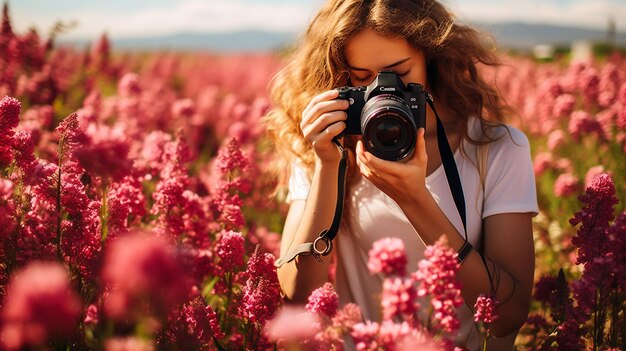 Photo tourist capturing fields with a camera