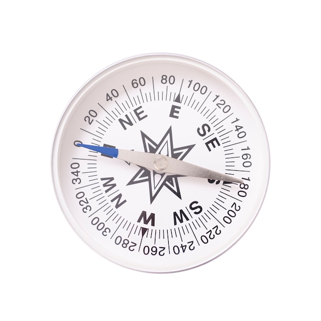 Tourist compass on a white background. Compass on white background.