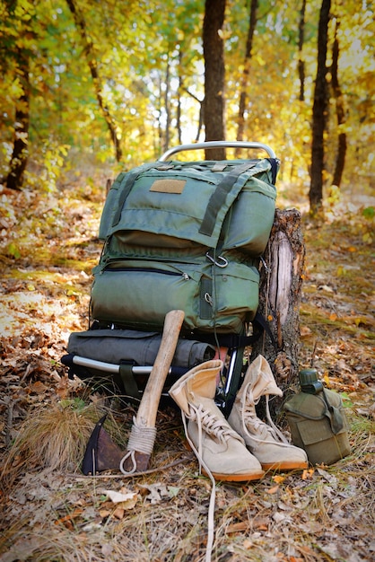 Tourist equipment in the forest