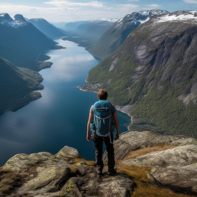 Tourist in the fjord