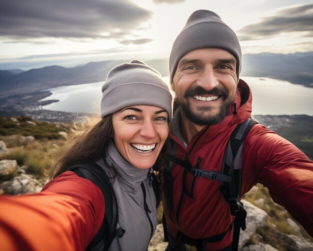 Tourist Man taking selfie by smartphone