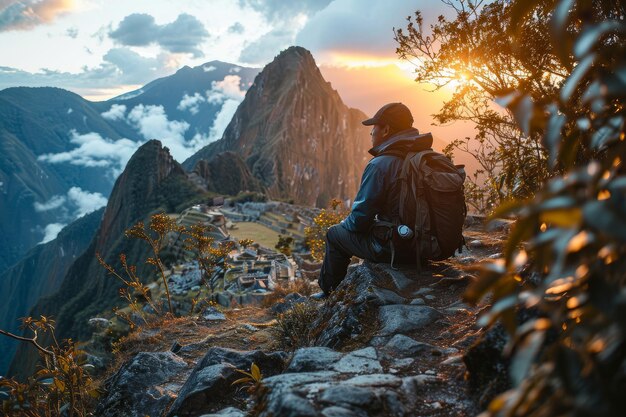 Photo tourist in the mountains of peru