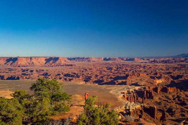 Tourist overlooking the majestic nature of canyonlands in utah beauty in nature