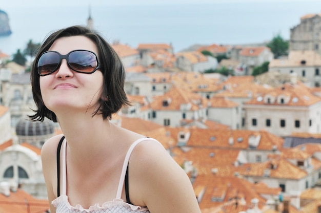 tourist relax and have fun at dubrovnik on adreatic sea at summer vacation